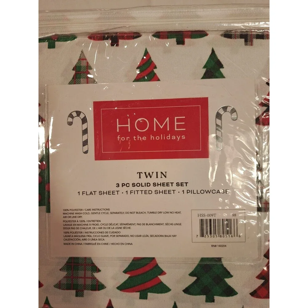 Home For The Holidays twin sheet set Christmas trees. Brand new